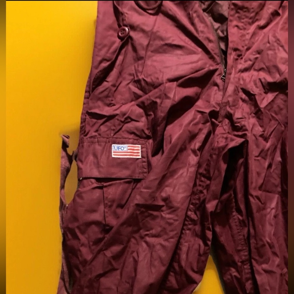 Vintage UFO Cargo Pants Parachute Rave Maroon RARE Baggy Skate Y2K Size 2x Small